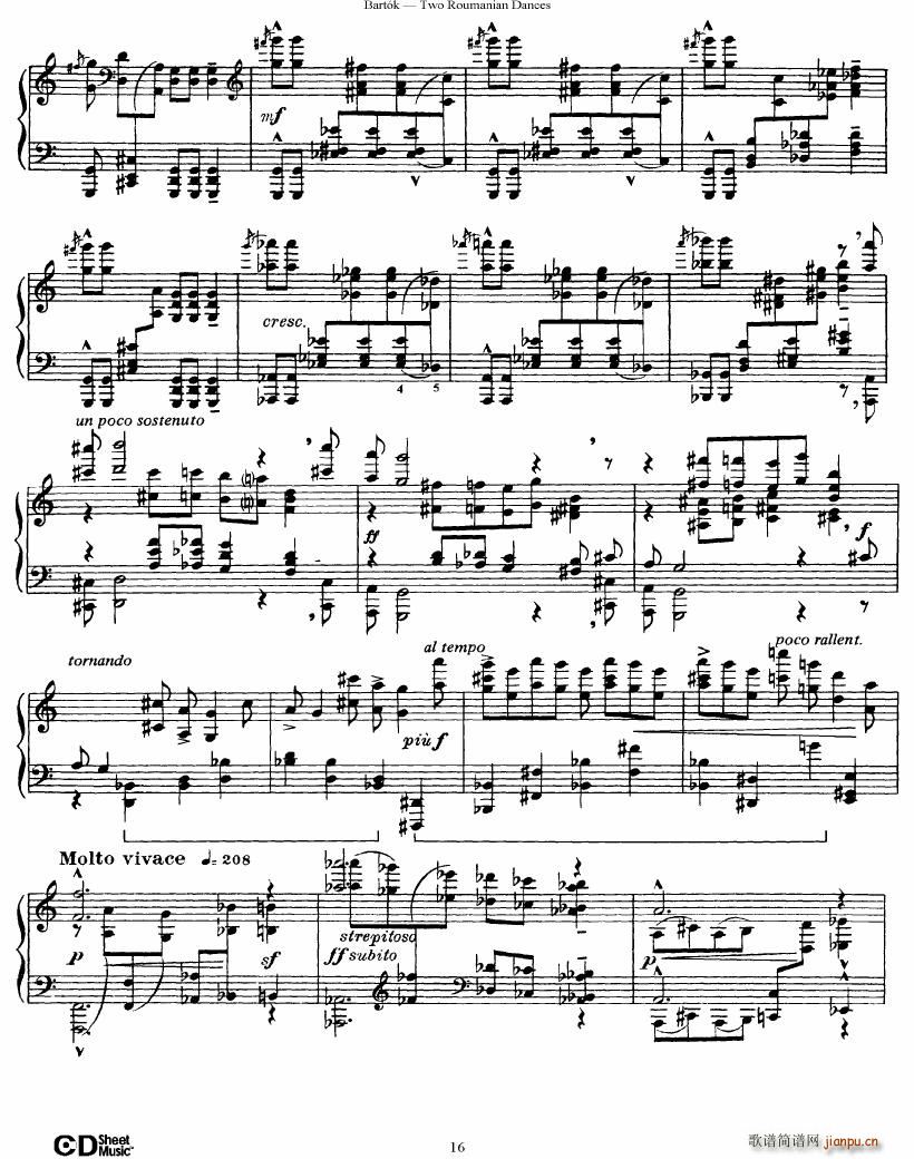 Bartok SZ 43 Two romanian dances op8a(钢琴谱)16