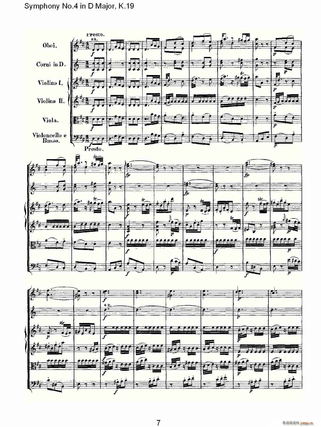 Symphony No.4 in D Major, K.19(十字及以上)7