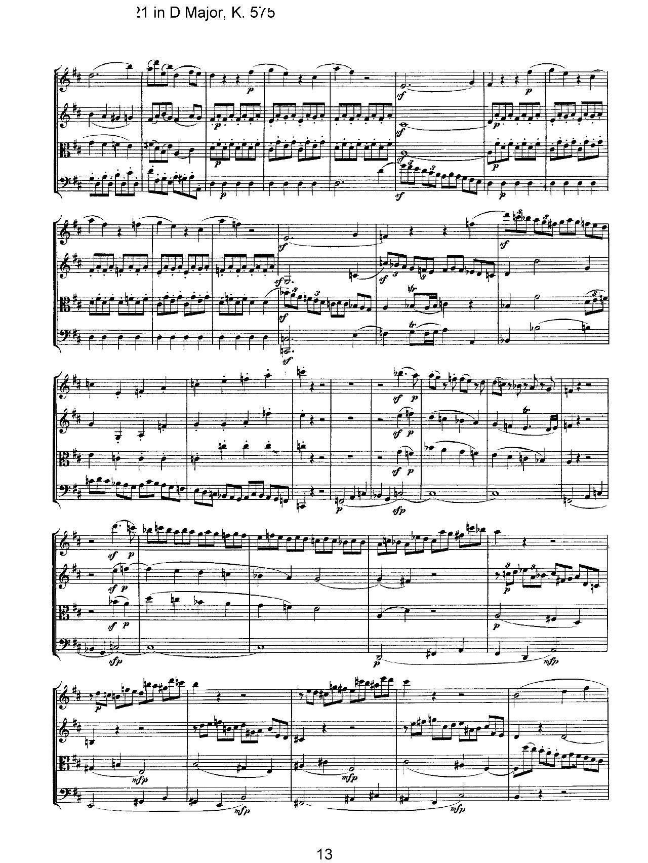 Mozart Quartet No 21 in D Major K 575(总谱)13