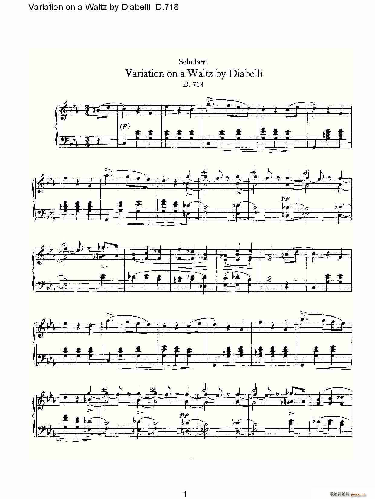 Variation on a Waltz by Diabelli D.718(十字及以上)1