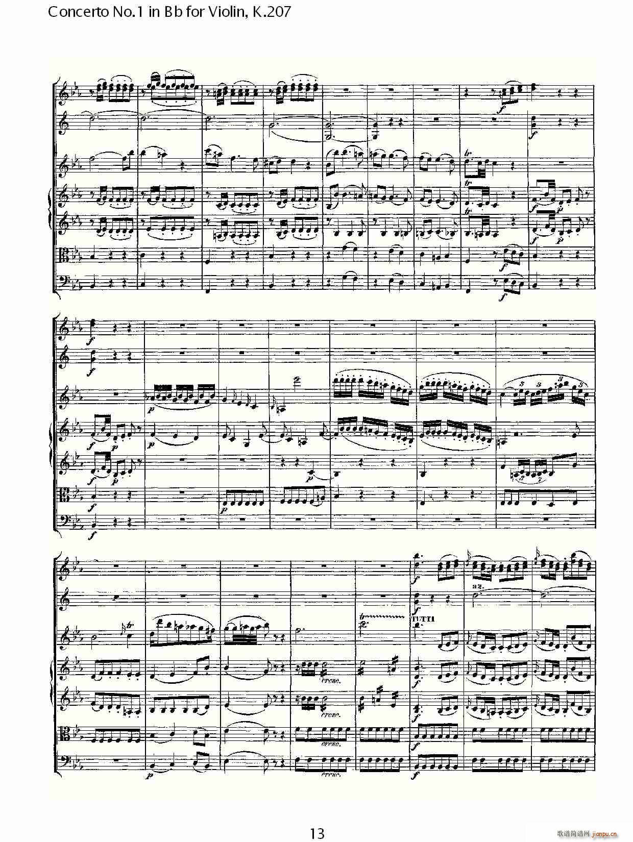 Concerto No.1 in Bb for Violin, K.207(小提琴谱)13