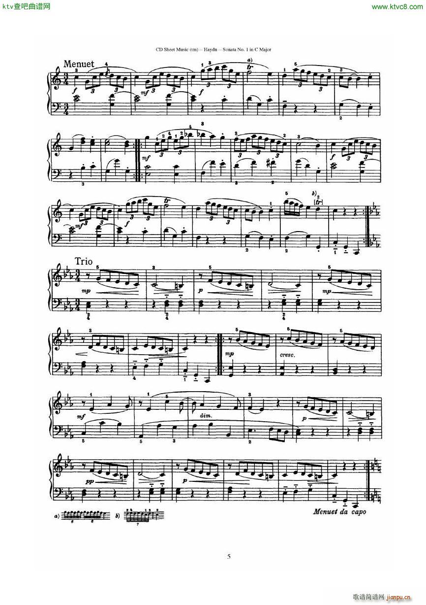 Haydn Joseph Sonata no 1 in C Major(钢琴谱)5