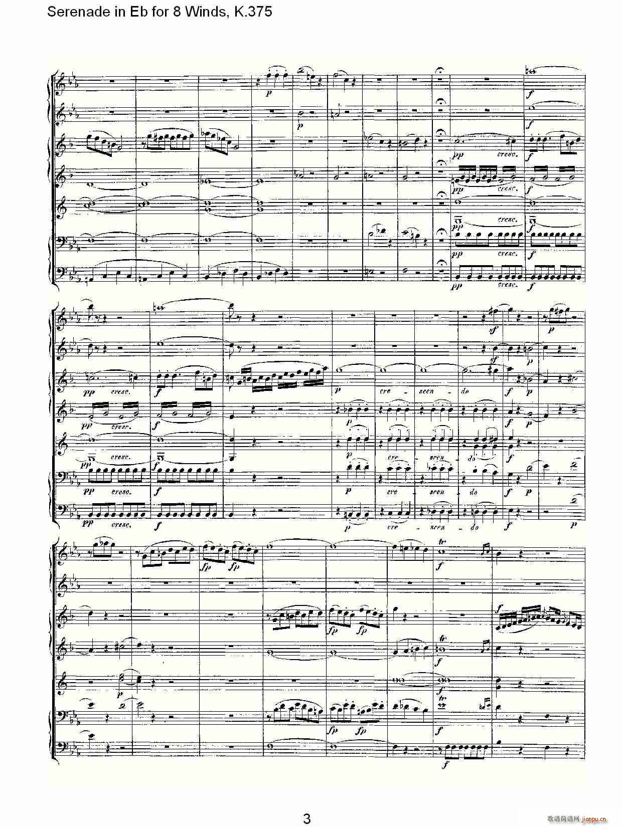 Serenade in Eb for 8 Winds, K.375(十字及以上)3