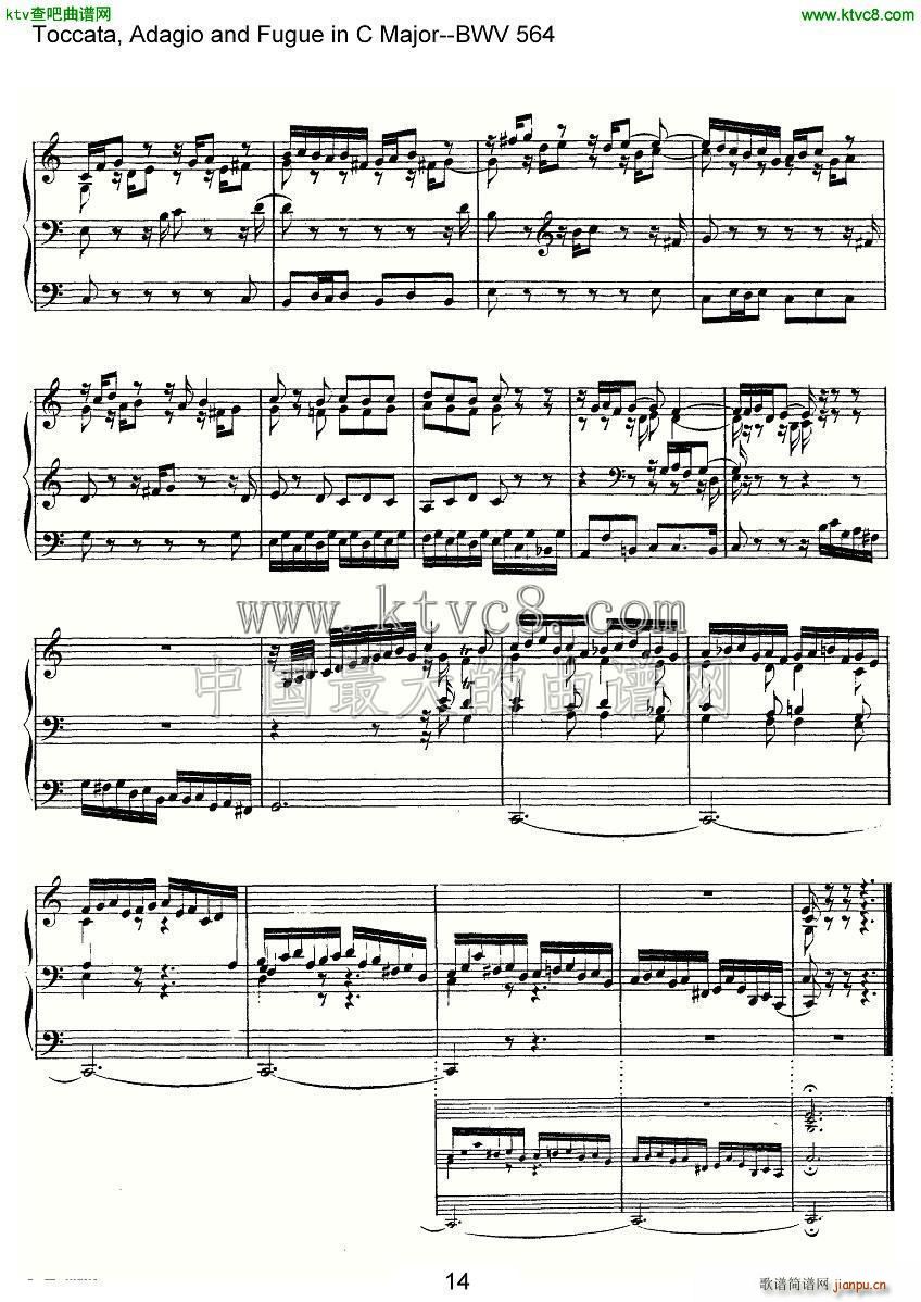 Toccata Adagio and Fugue in C Major BWV 564 管风琴谱(十字及以上)14