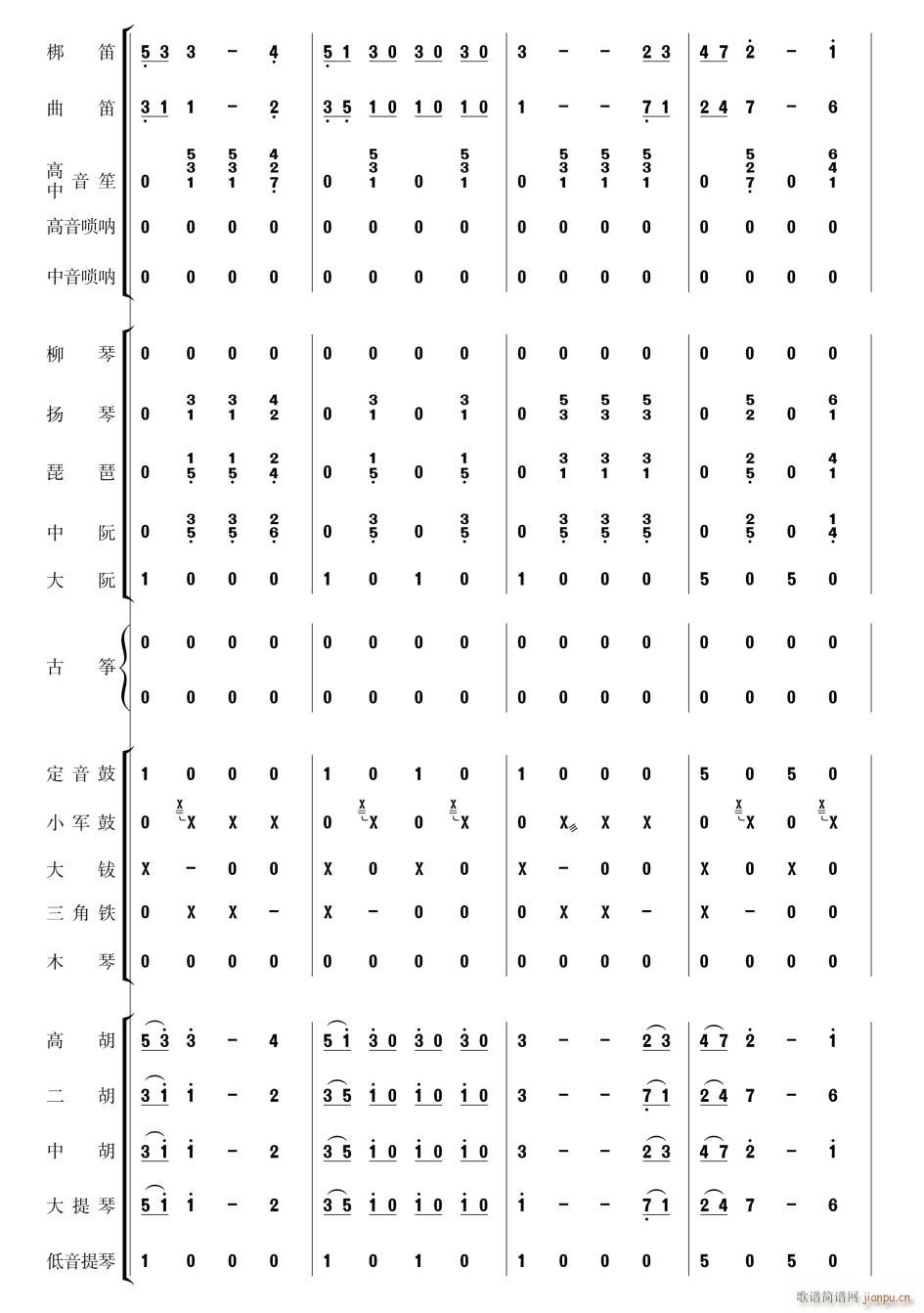 拉德斯基进行曲 民乐合奏 16(总谱)1