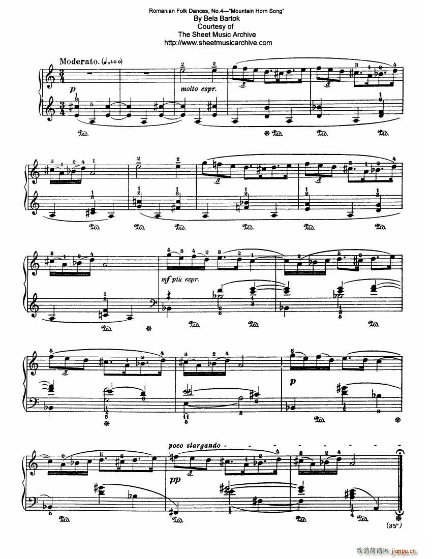 Bartok SZ 56 Six Romanian Folkdances(钢琴谱)5