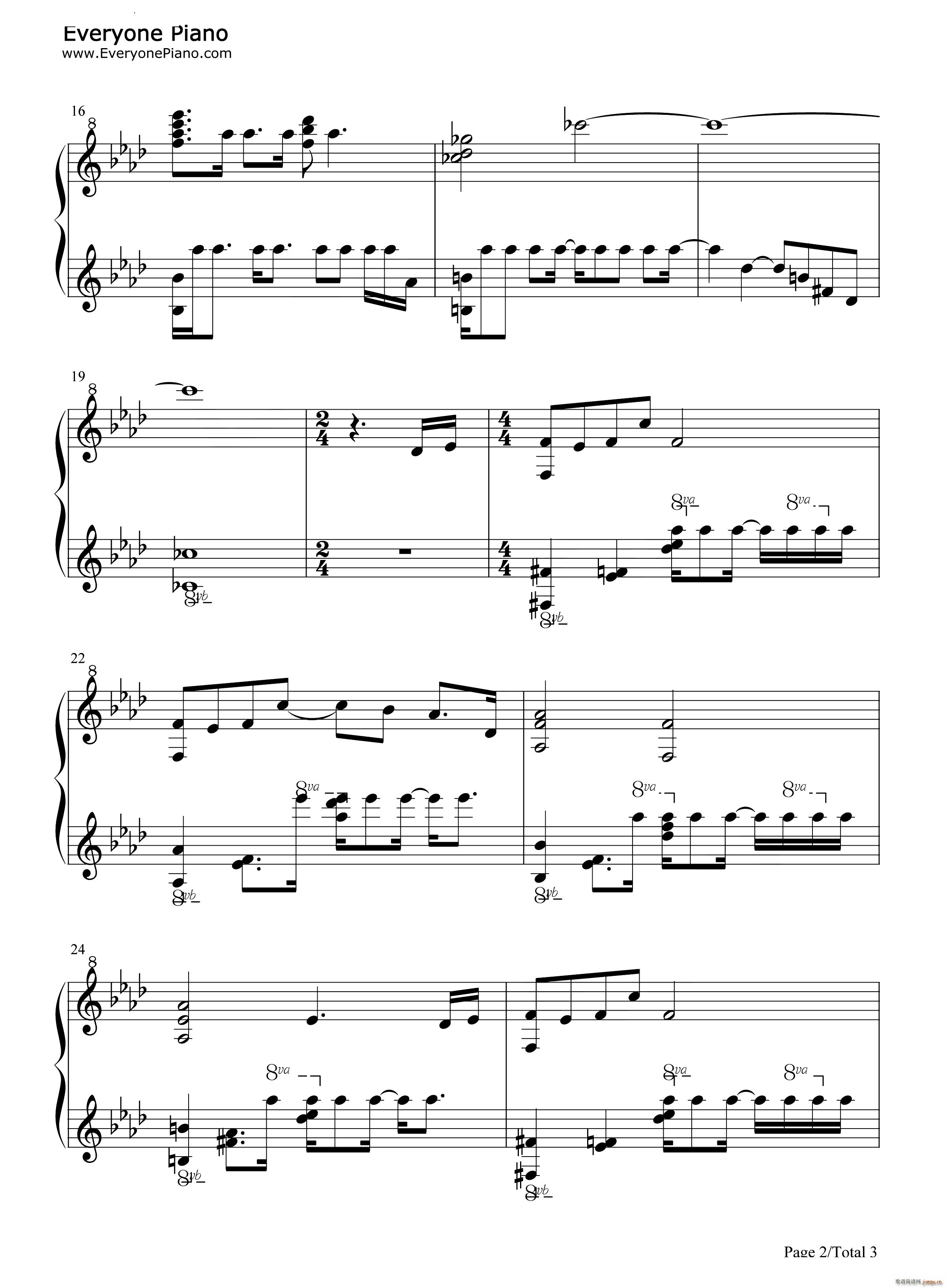 乾いた空気 干燥的空气四月是你的谎言OST(钢琴谱)3