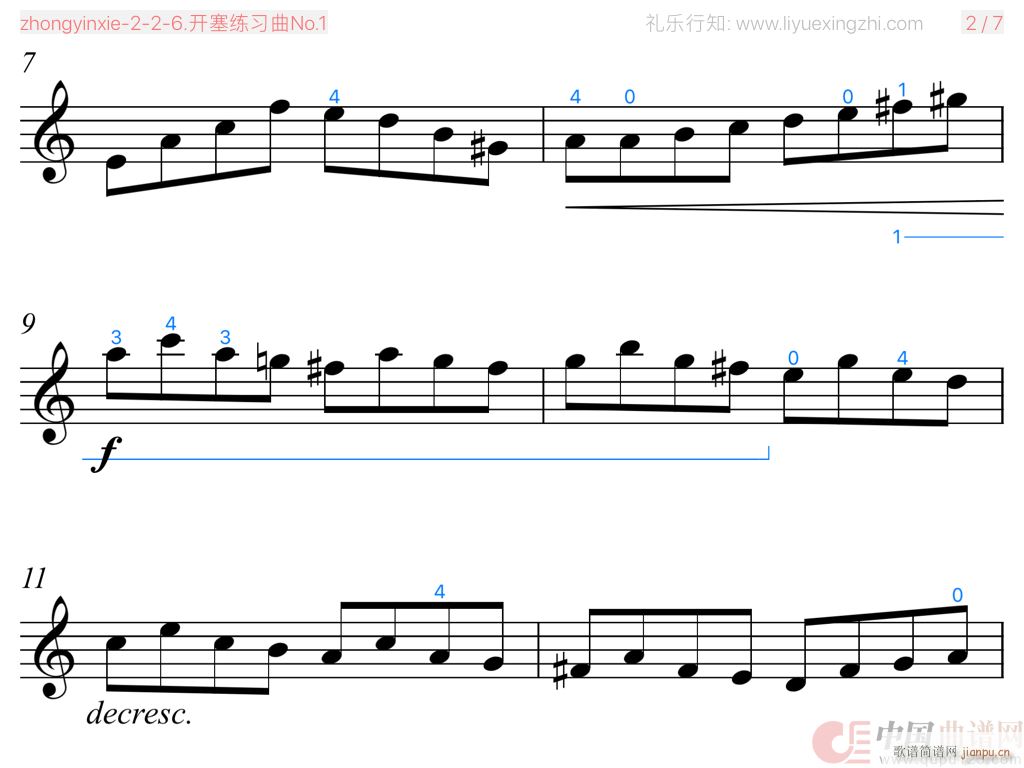 开塞练习曲No 1 小提琴(小提琴谱)5