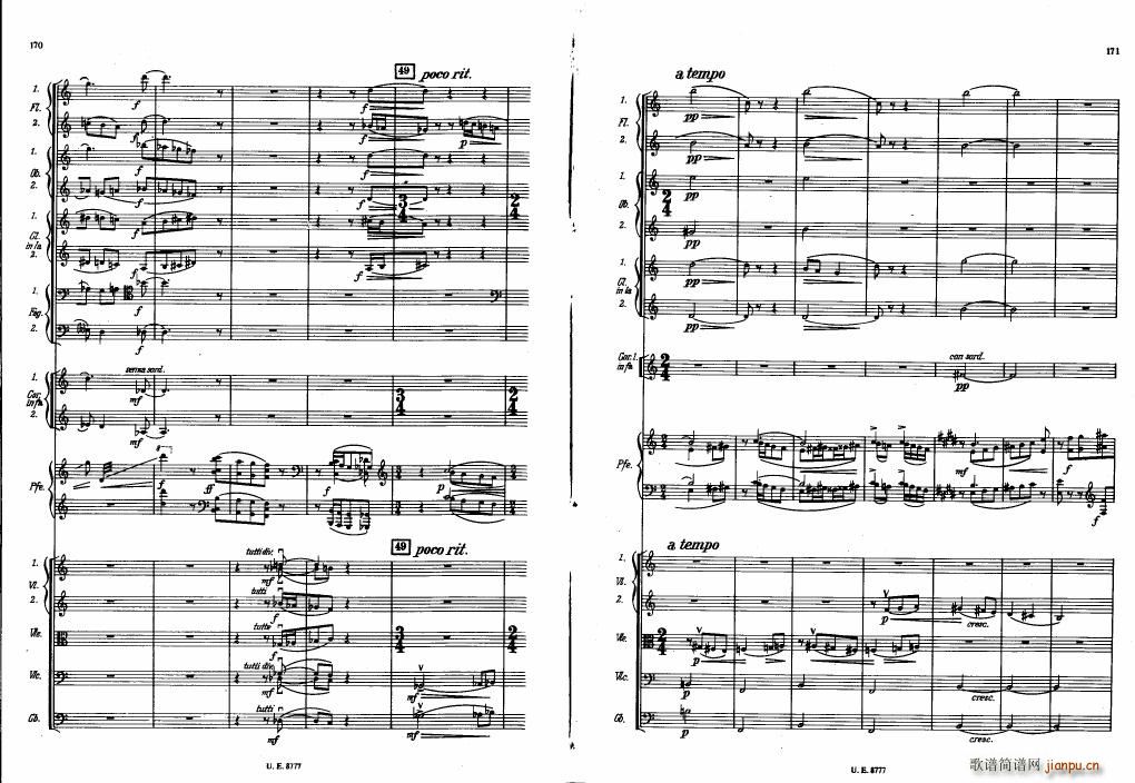 Bartok SZ 83 Piano Concerto No1 Full Score 二(钢琴谱)45