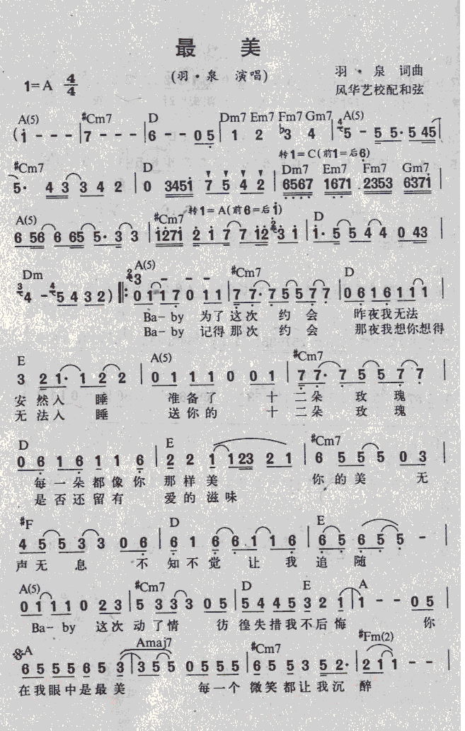 最美(二字歌谱)1