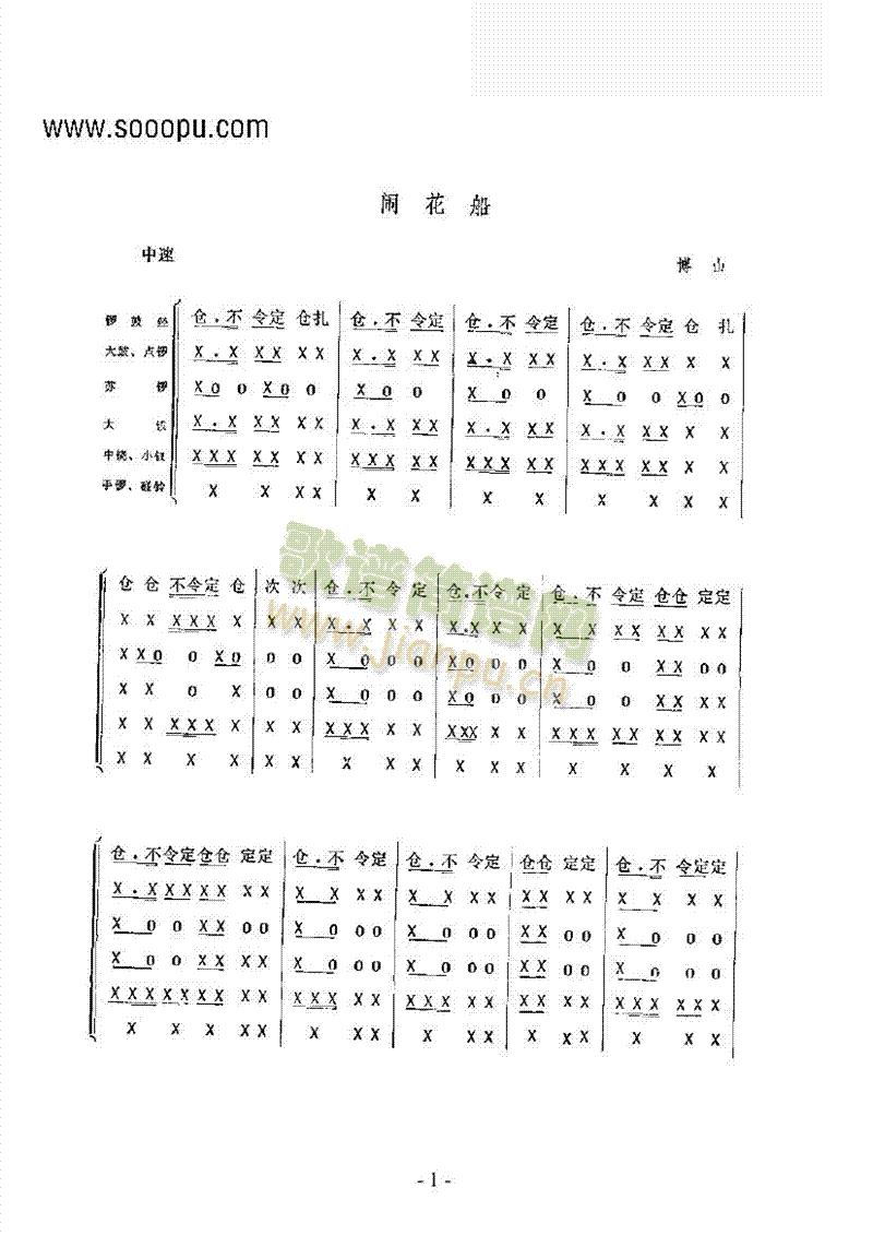 闹花船—架鼓民乐类其他乐器(其他乐谱)1