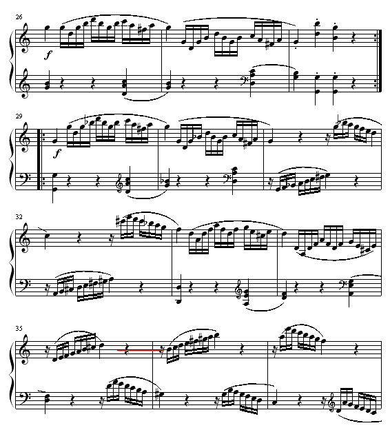 奏鸣曲SonatasK545(钢琴谱)3