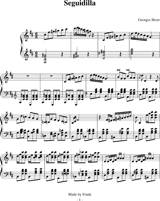 卡门-塞桂第拉舞曲(钢琴谱)1