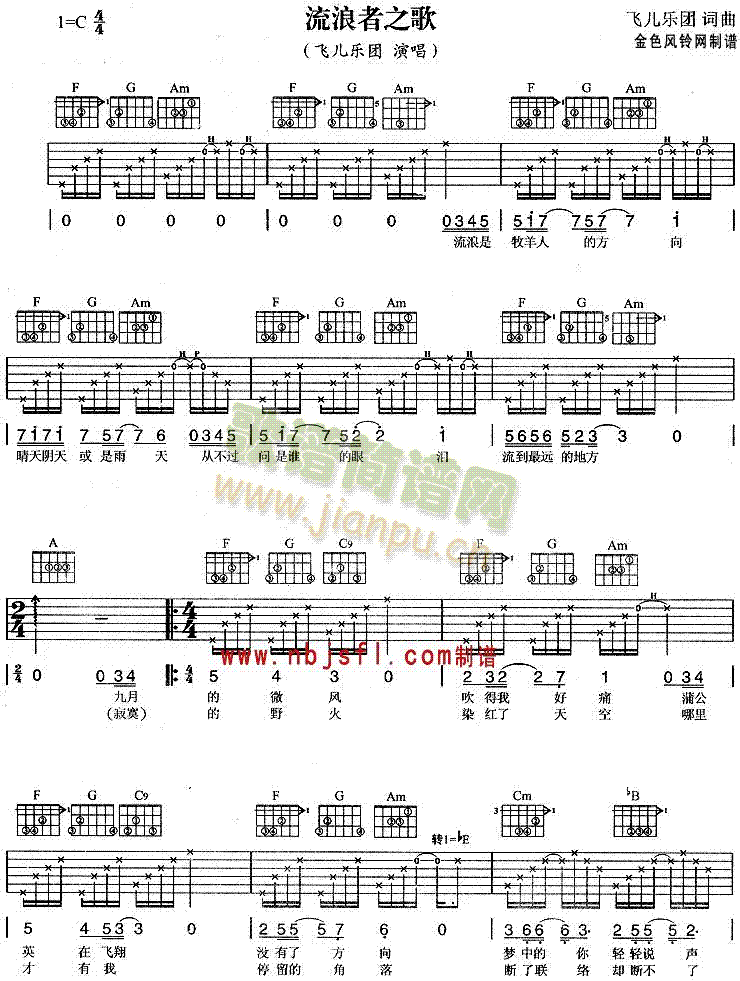 流浪者之歌(吉他谱)1