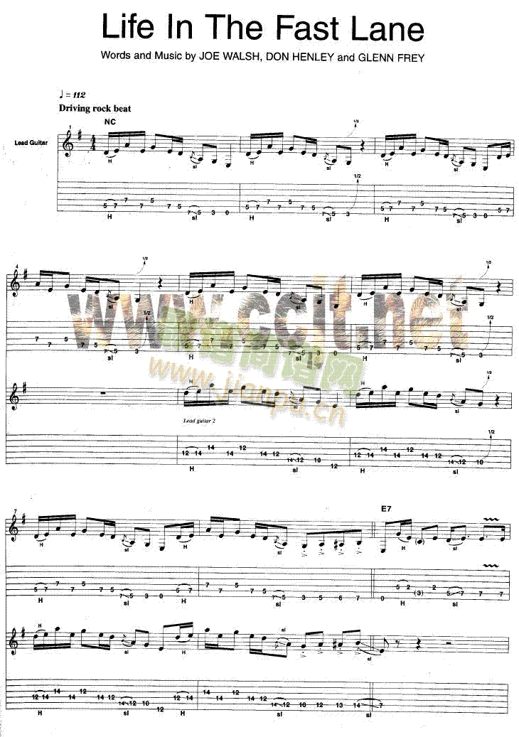 LifeInTheFastLane-原版扫描吉他谱-(吉他谱)1