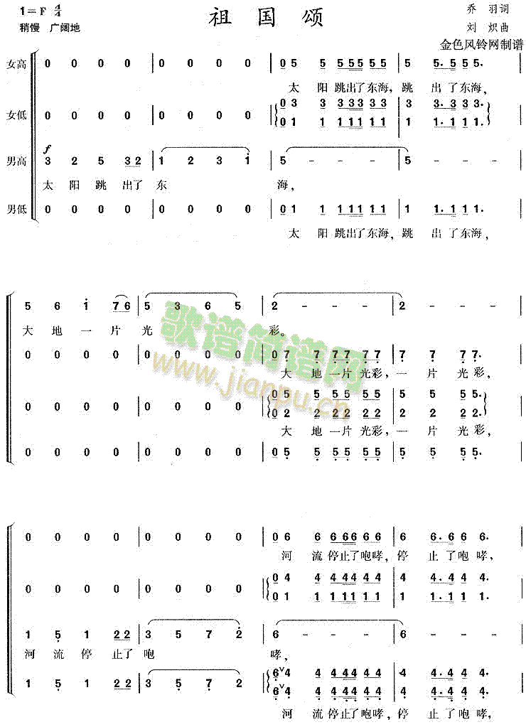 祖国颂(三字歌谱)1