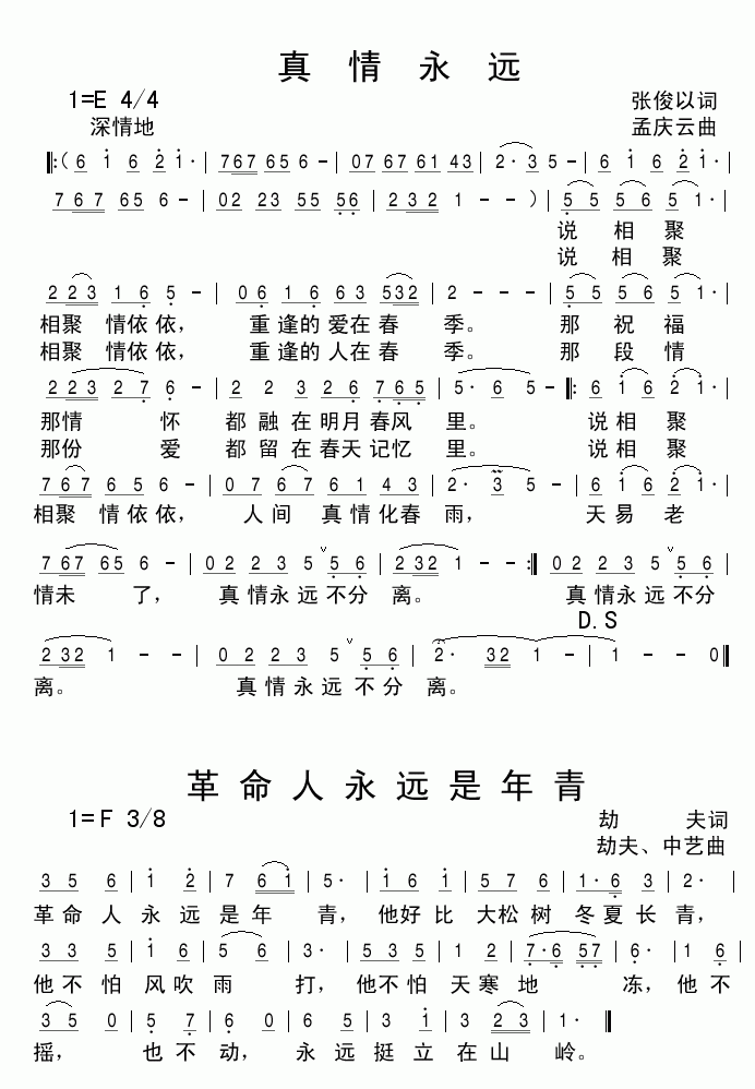 真情永远(四字歌谱)1