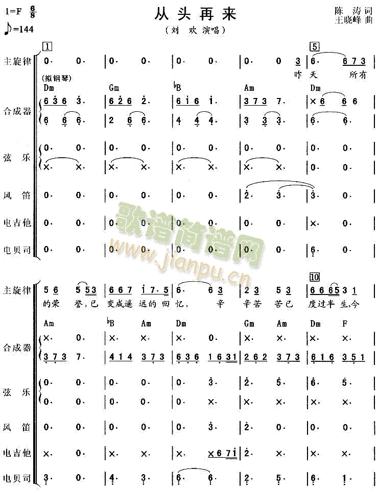 从头再来(四字歌谱)1