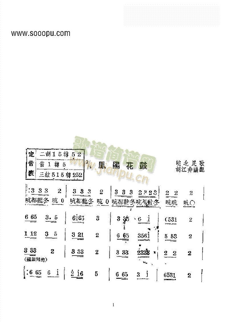 凤阳花鼓—国乐合奏曲乐队类民乐合奏(其他乐谱)1