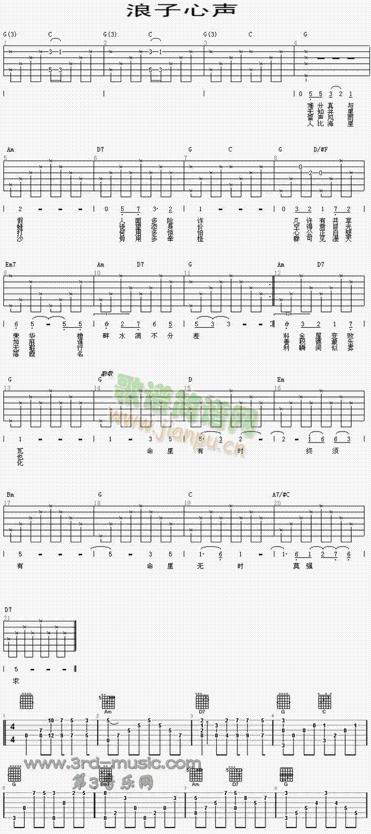 浪子心声(吉他谱)1