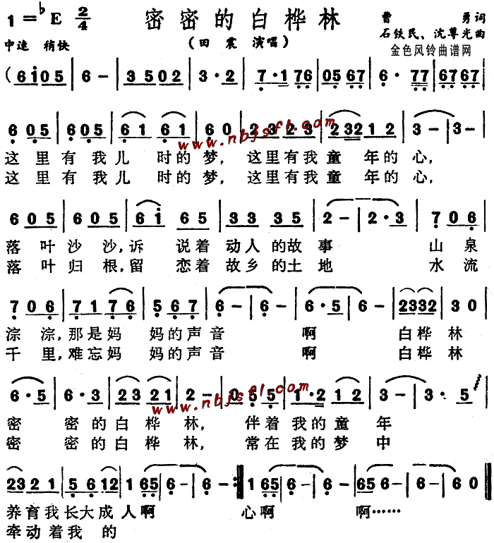 密密的白桦林(六字歌谱)1