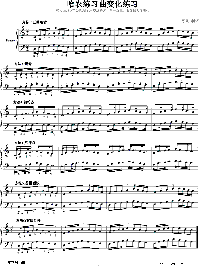 哈农练习曲变化练习-哈农(钢琴谱)1