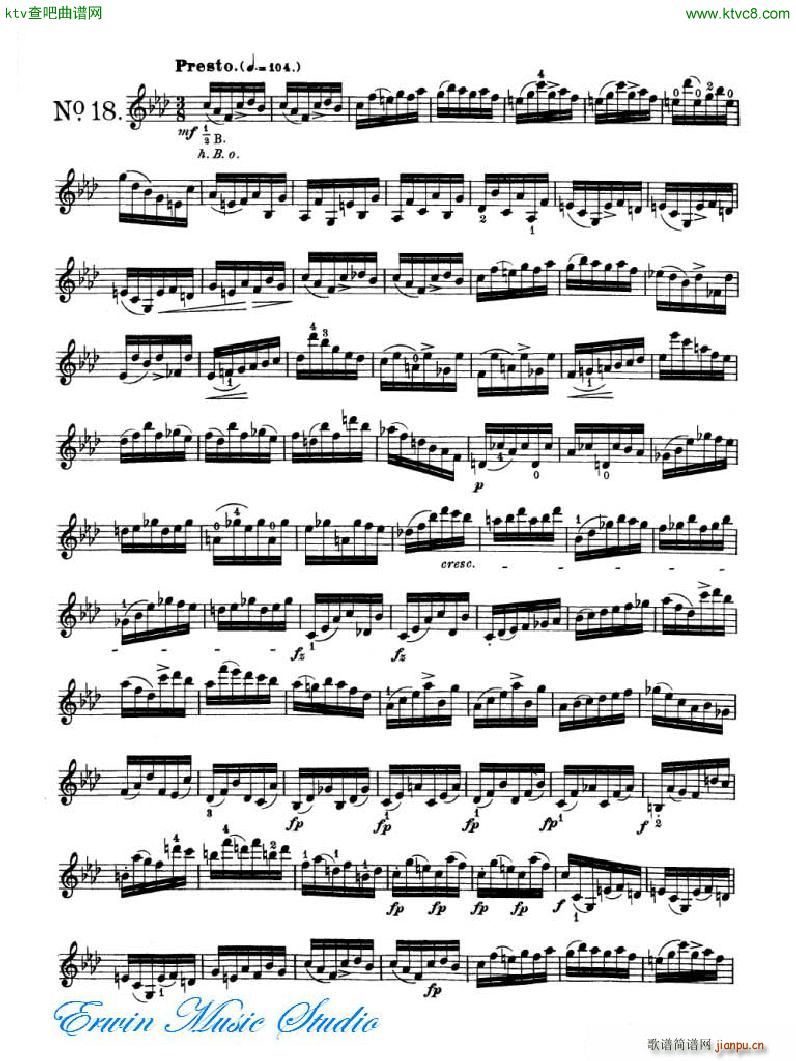 罗德 24首练习曲Pierre Rode 24 Studi Per violino 17 24(十字及以上)3