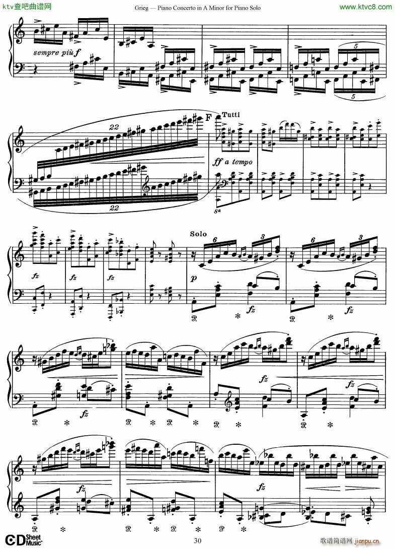 Grieg Piano Concerto solo arr 2 byGrieg(钢琴谱)30