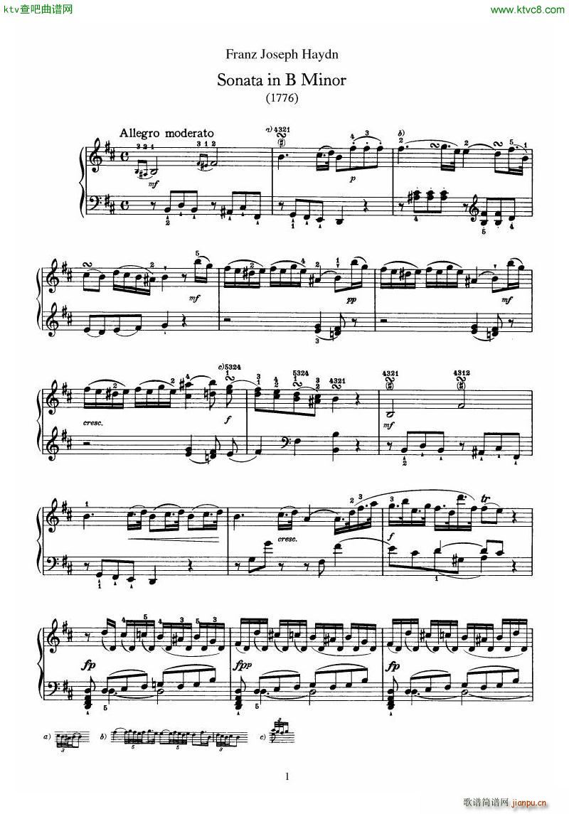 Haydn Piano Sonata No 32 In B(钢琴谱)1