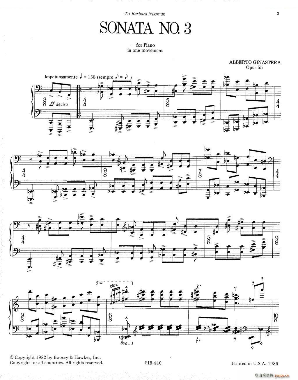 Ginastera Sonata No 3 Sonata No 3(十字及以上)1