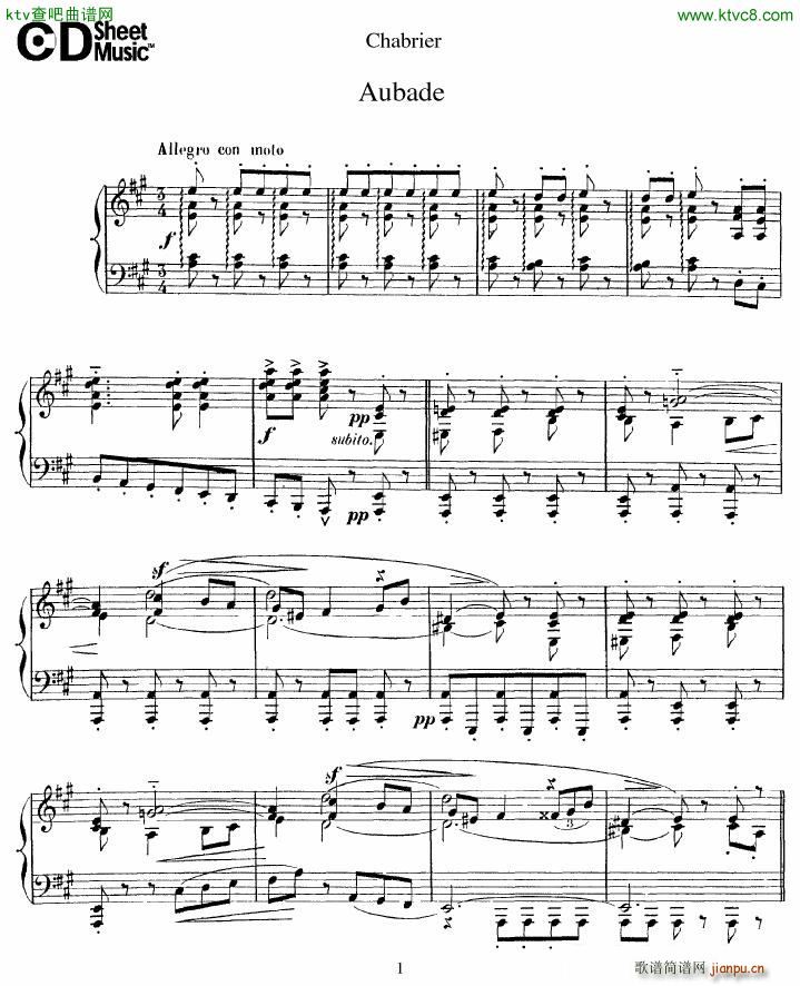 Chabrier Aubabe(钢琴谱)1