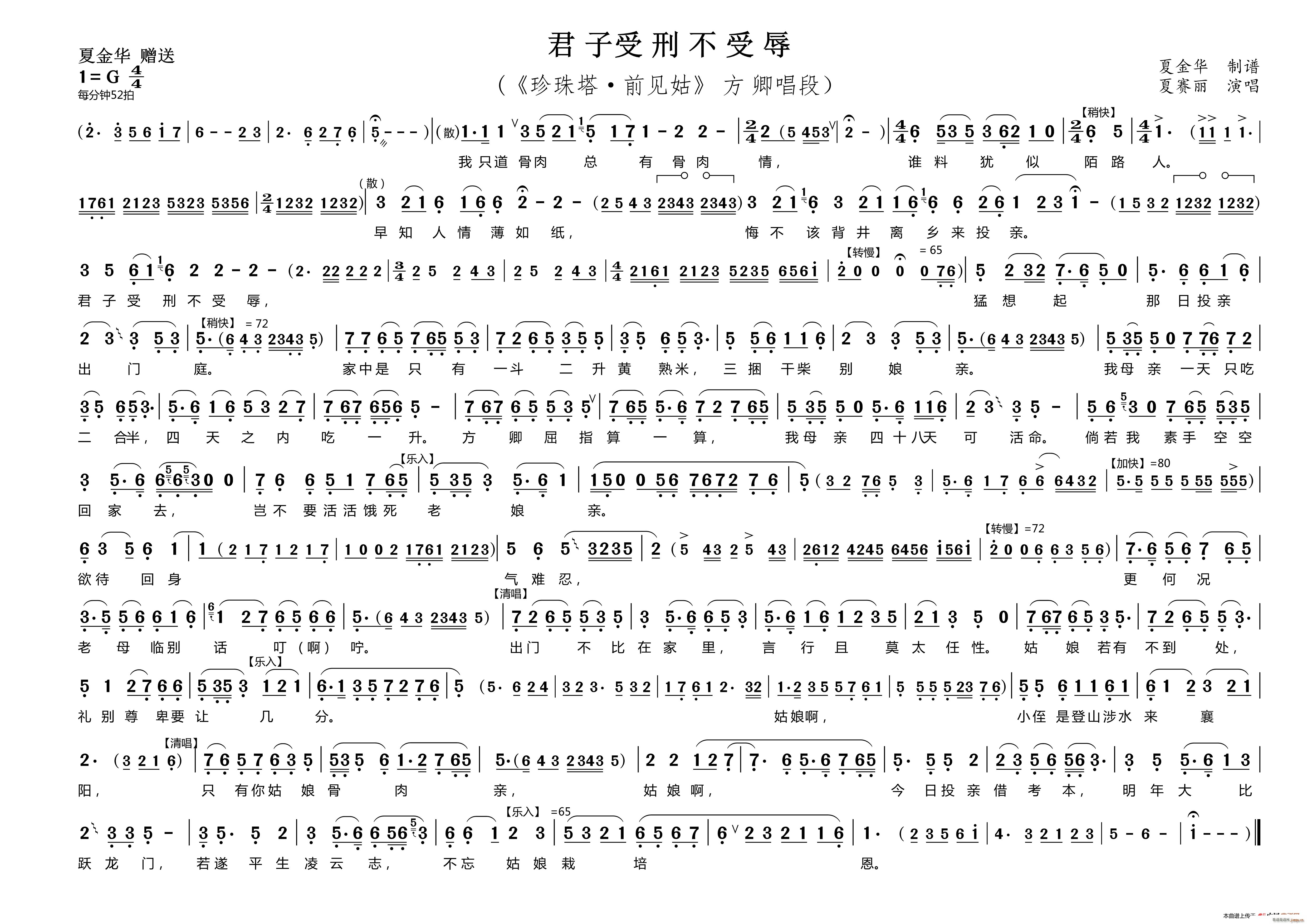 君子受刑不受辱 珍珠塔 前见姑 方 卿唱段(十字及以上)1