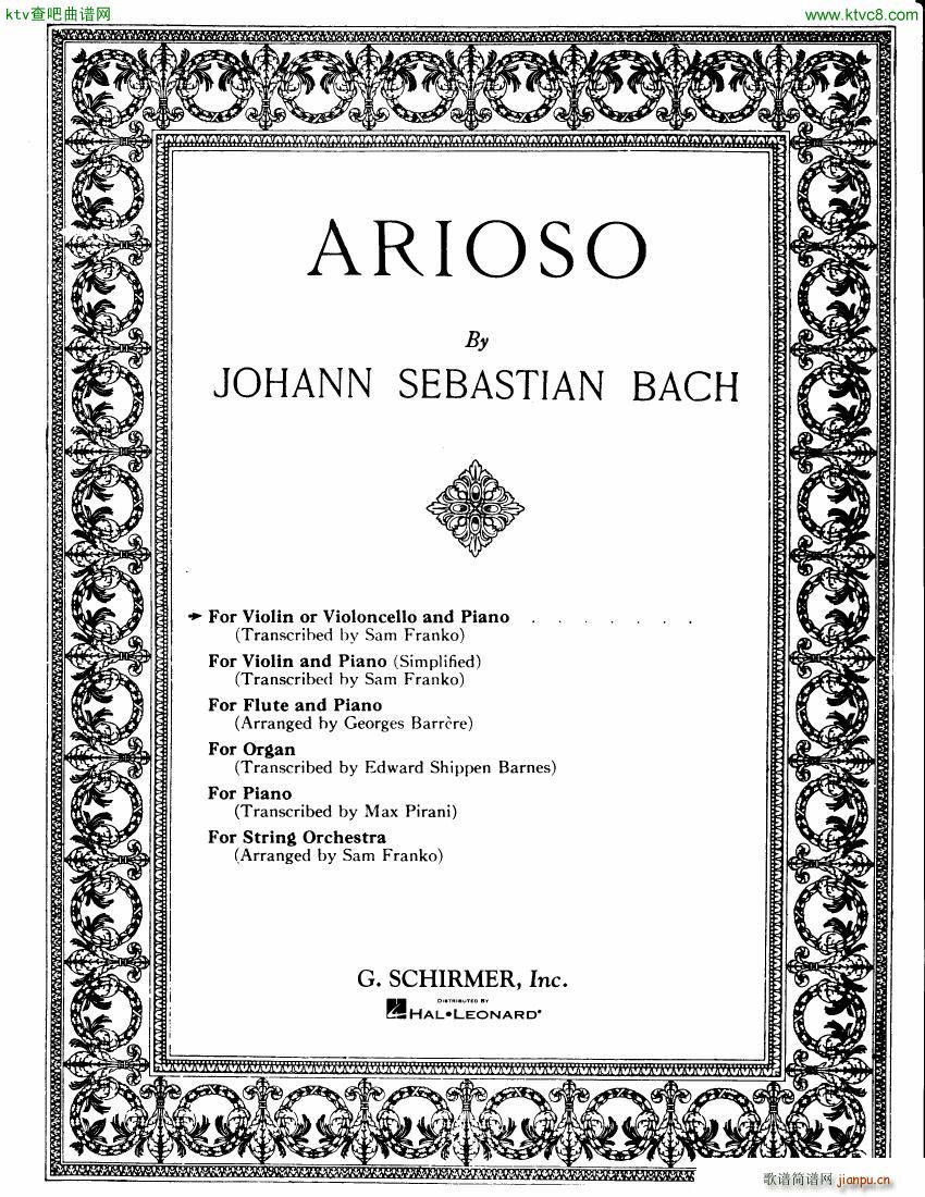 Bach Franko Arioso piano violin or cello(钢琴谱)1