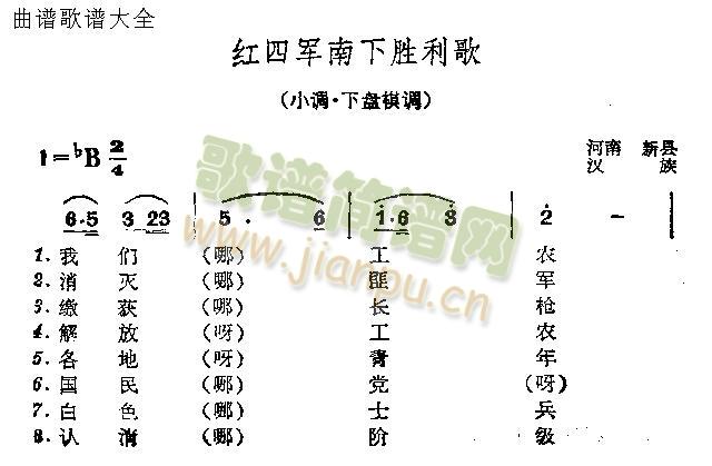 红四军南下胜利歌(八字歌谱)1