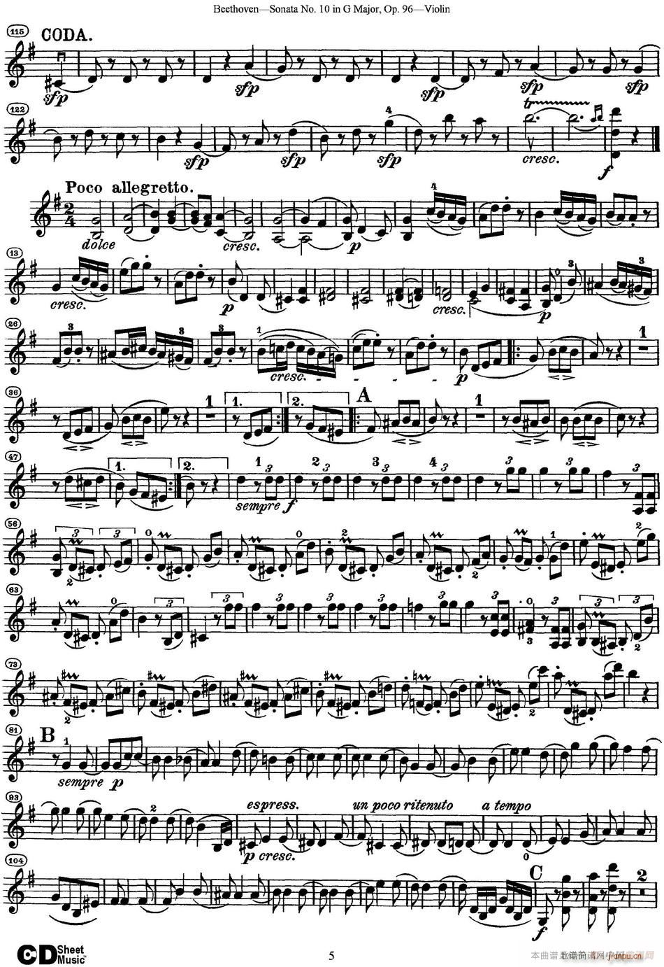 Violin Sonata No 1 in D Major Op 12 No 1(十字及以上)5