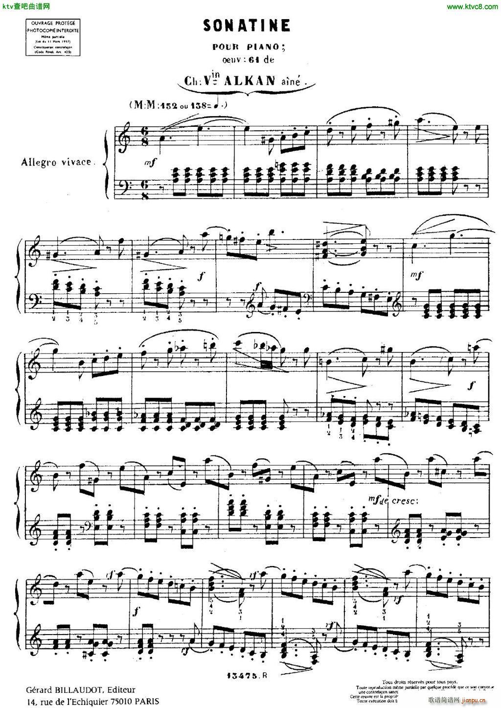 Alkan op 61 Sonatine(钢琴谱)1