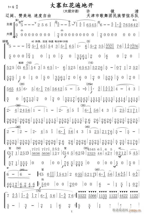 大寨红花遍地开 主旋 大提 01(十字及以上)1
