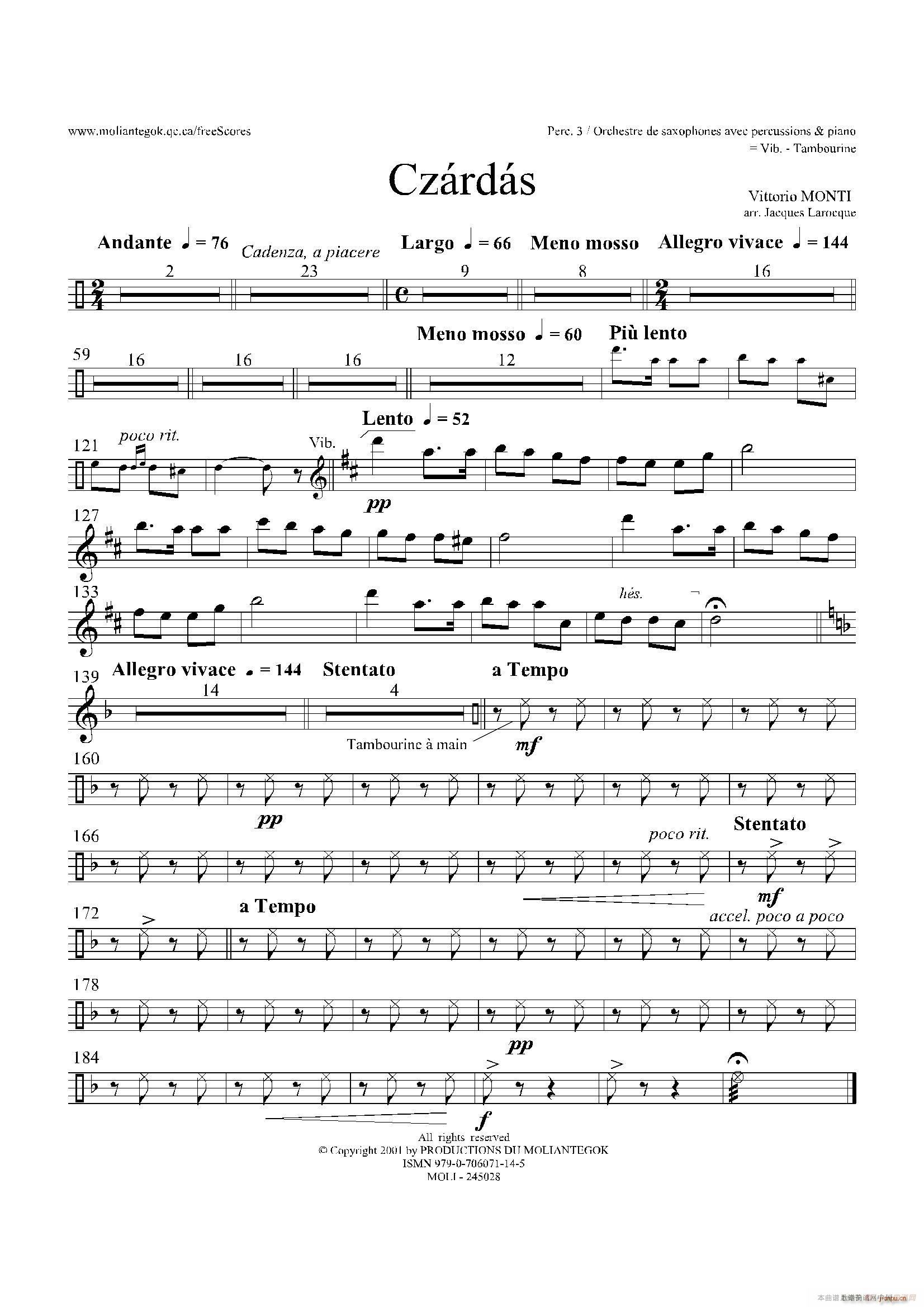 Czardas 查尔达斯 15重奏 5副打击乐(总谱)5