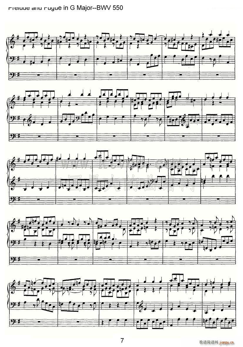 Prelude and Fugue in G Major BWV 550 管风琴谱(十字及以上)7