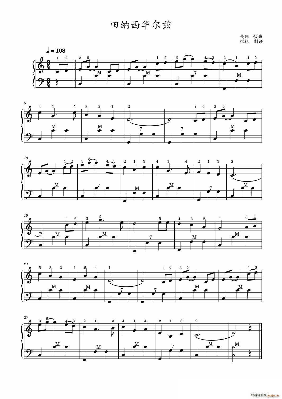 田纳西华尔兹 手风琴(手风琴谱)1