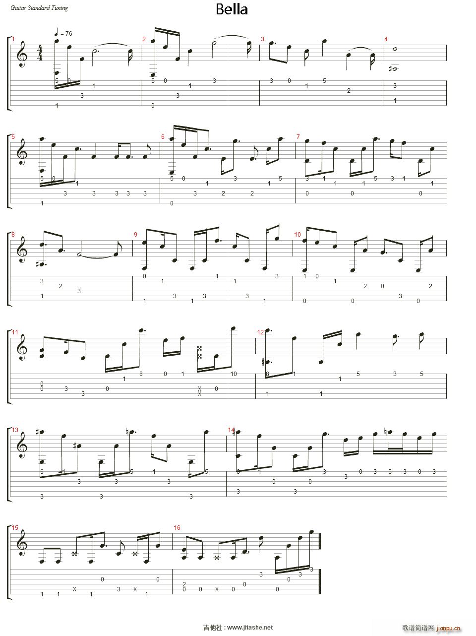 Bella(五字歌谱)1