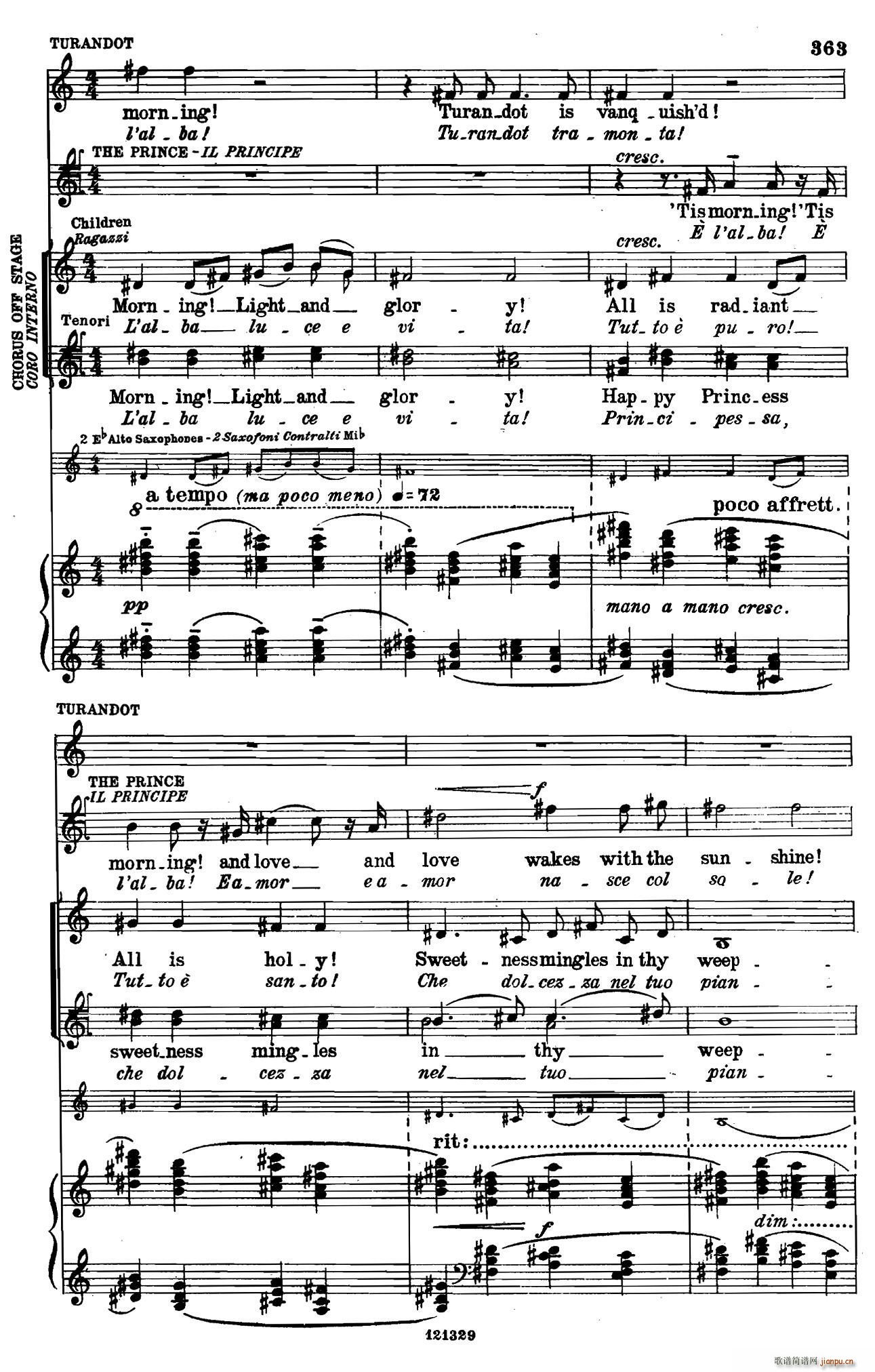 图兰朵公主 三幕五场歌剧 英意双语 全谱 钢琴伴奏谱 P374 397(钢琴谱)1
