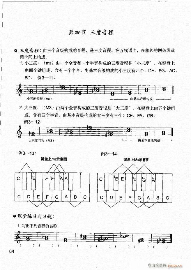 音乐基本知识 乐理常识 和声基础 键盘实践61 120(十字及以上)24