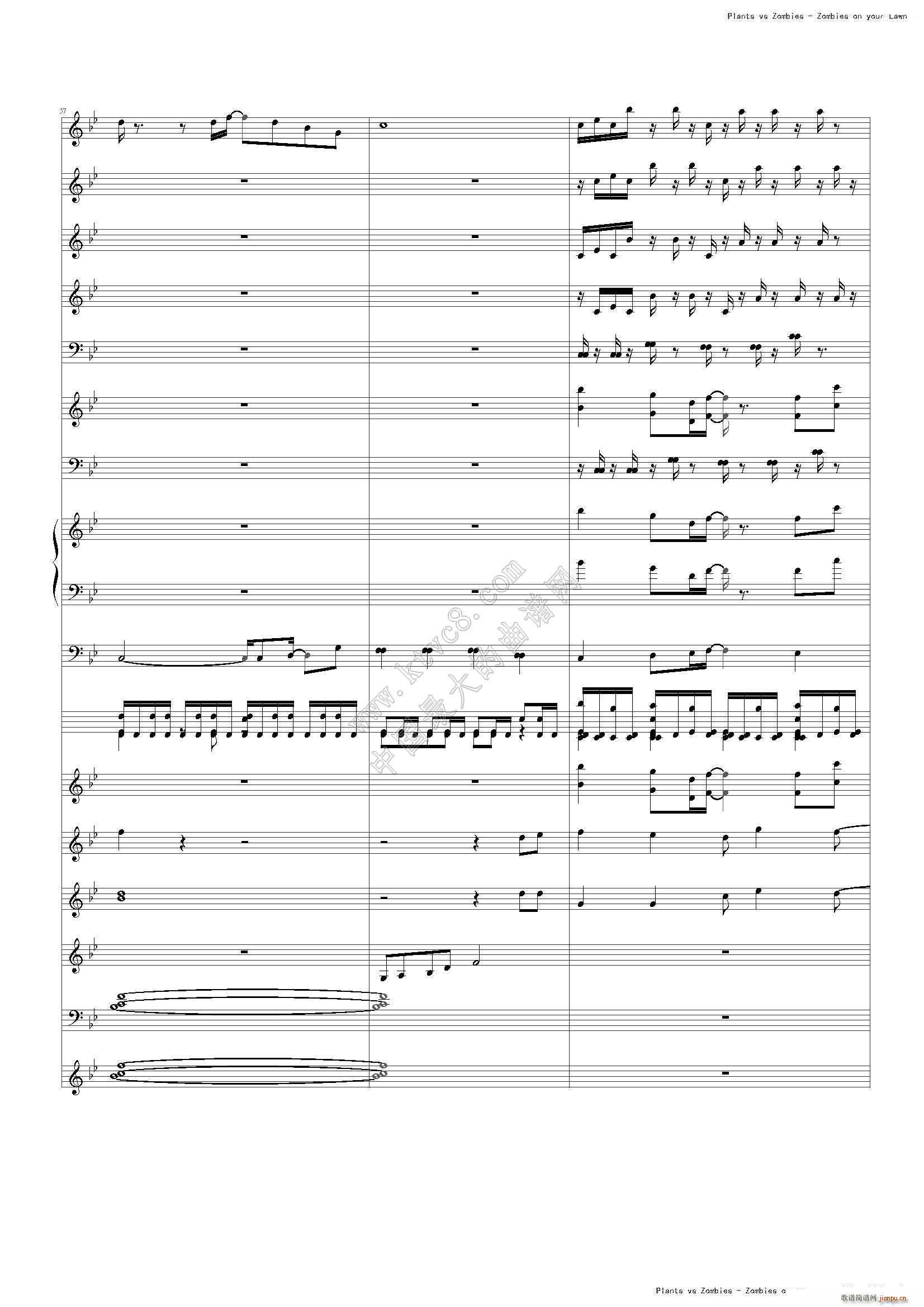 植物大战僵尸 主题或片尾曲(钢琴谱)22