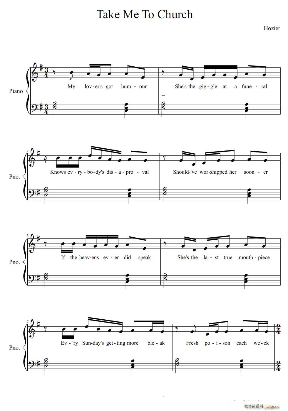 Take Me to Church(钢琴谱)1