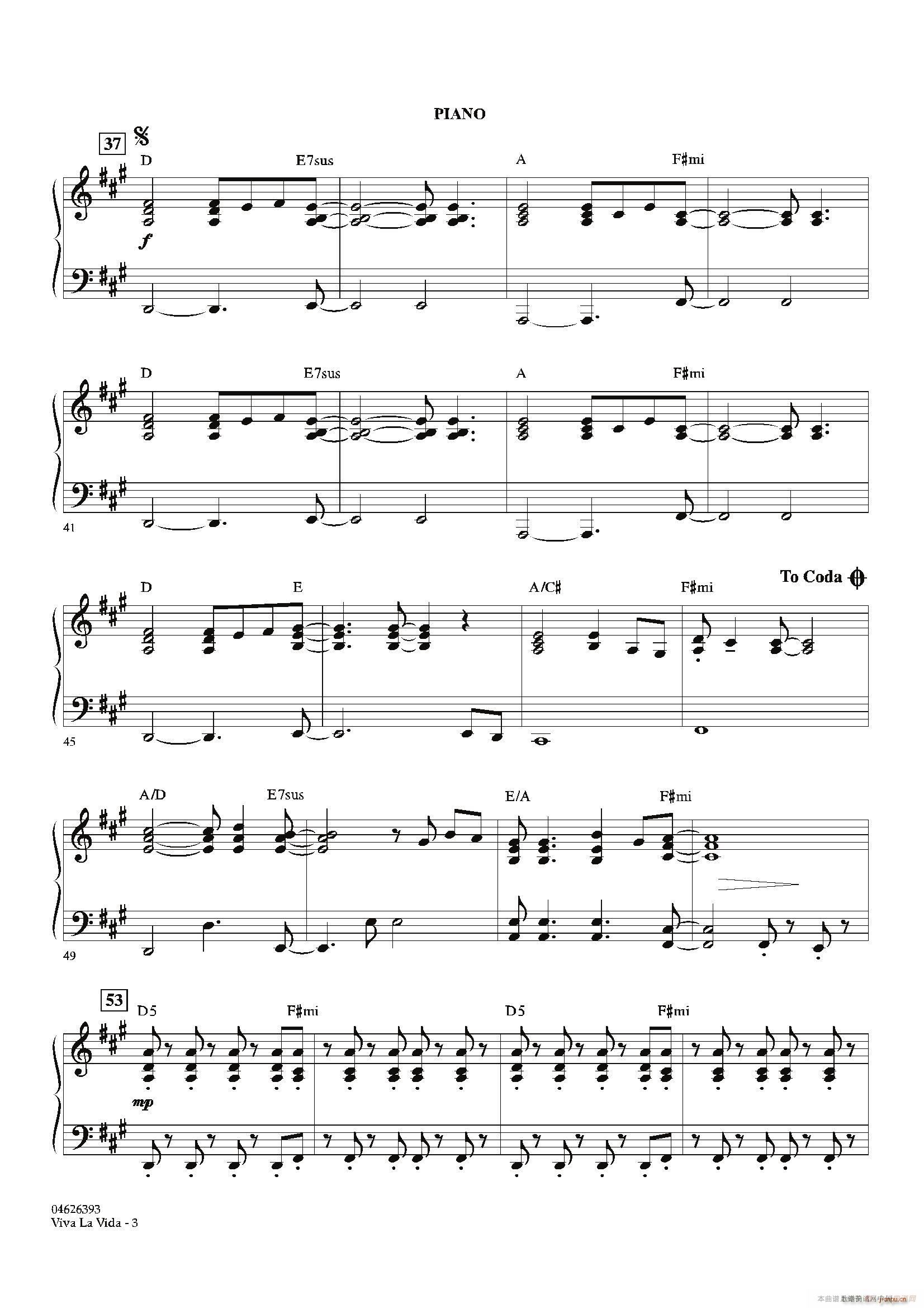 VIVA LA VIDA 钢琴(钢琴谱)3