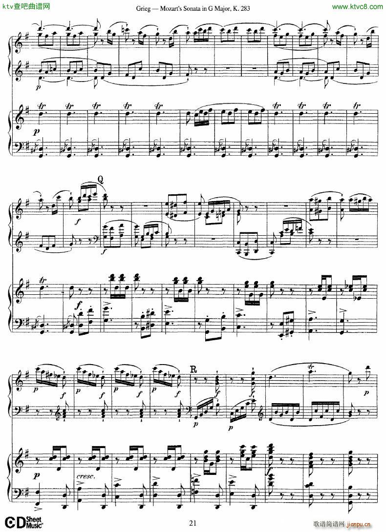 Grieg Sonata K 582 Mozart 2nd Piano Grieg(钢琴谱)21