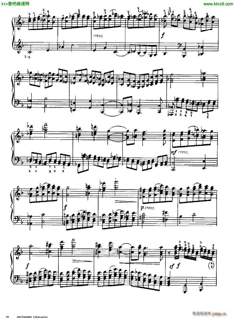 Glazunov Prelude and Fugue in D minor op 62(钢琴谱)8