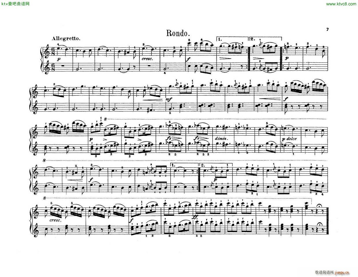 Anton Diabelli Sonates Mignonnes Op 150 Rondeau(钢琴谱)10