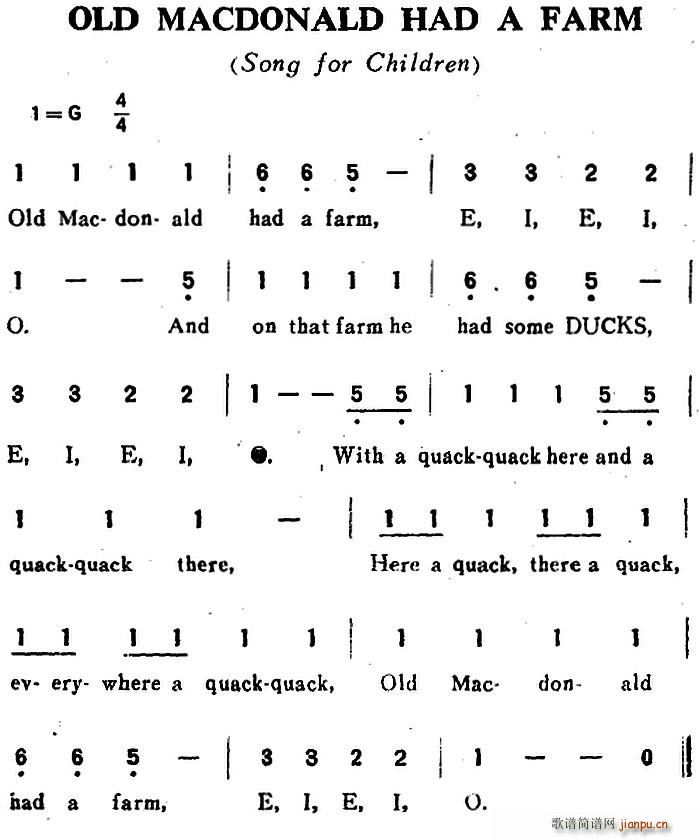 OLD MACDONALD HAD A FARM 老麦克唐纳有一个农场(十字及以上)1